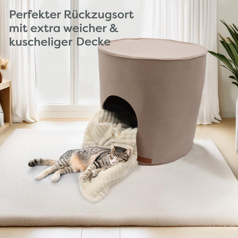 Perfekter Rückzugsort für Katzen mit extra weicher und kuscheliger Decke.