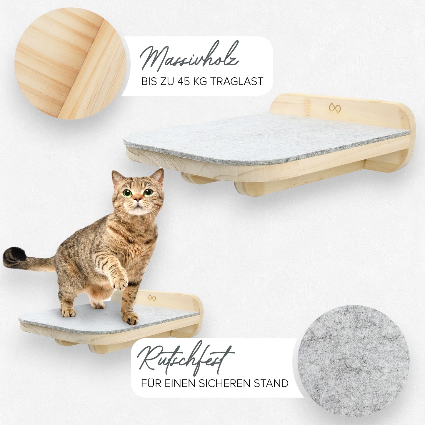 Kletterwand für Katzen mit extra dicken, rutschfesten Matten – Komfortabler und sicherer Spielplatz für Katzen.