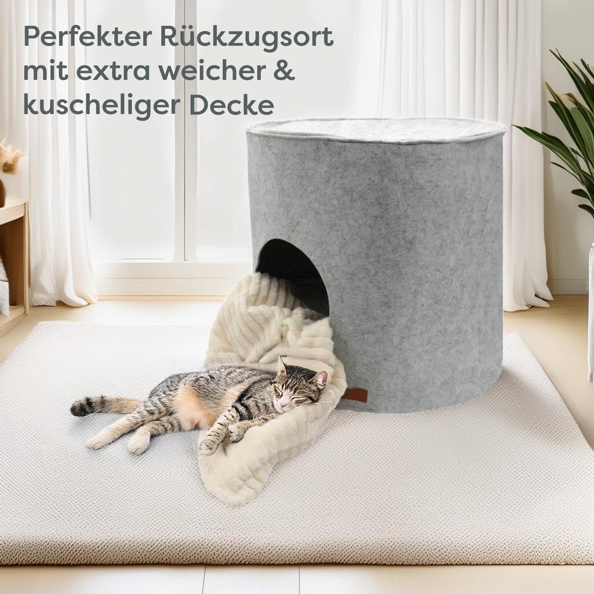 Katzenhöhle aus hochwertigem Filz, bequemer Schlafplatz für Katzen, robust und langlebig